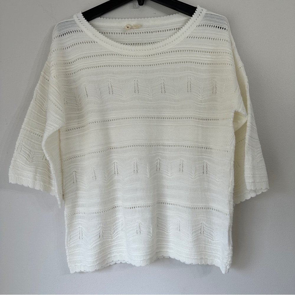 Anthropologie Moth ivory knit sweater top Shirt size Large
